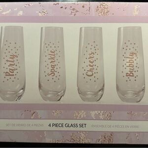 4 Piece Glass Set with Gold Accents